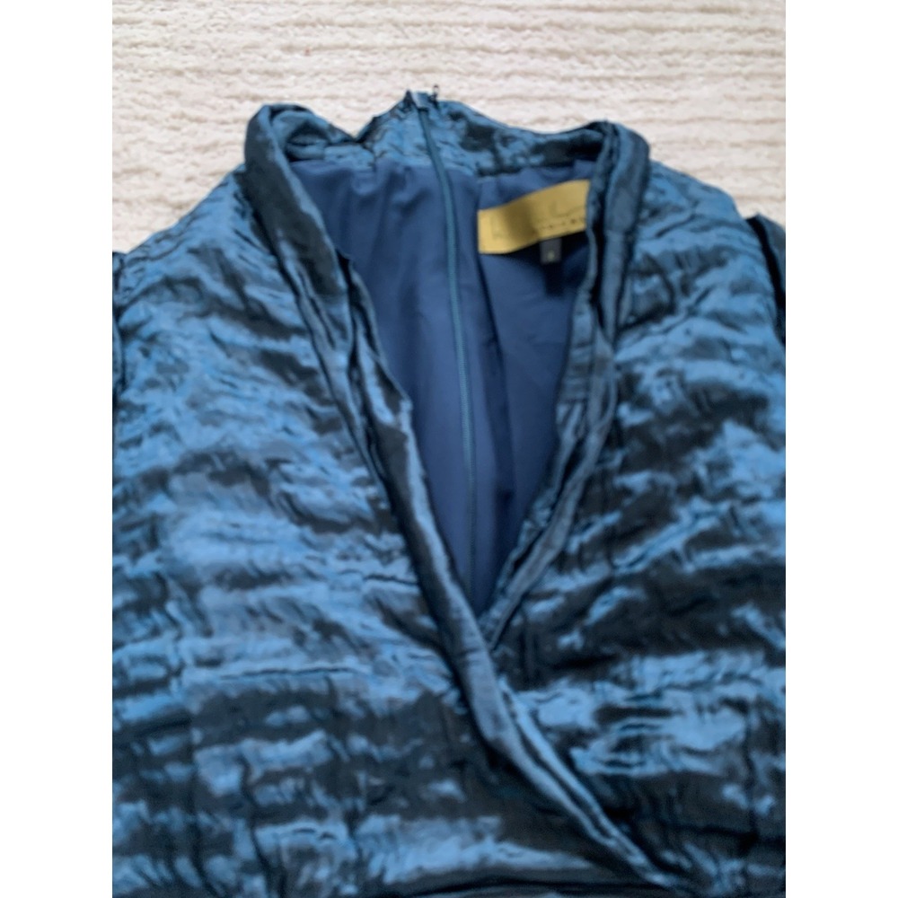 Vintage Y2K 90's Nicole Miller Gold Label Blue Rushed Dress Size 6 USA $450 - Picture 7 of 16